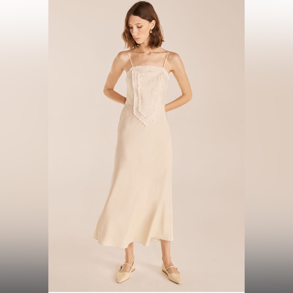 NWT Rebecca Taylor PATCHWORK LACE SLEEVELESS SILK DRESS